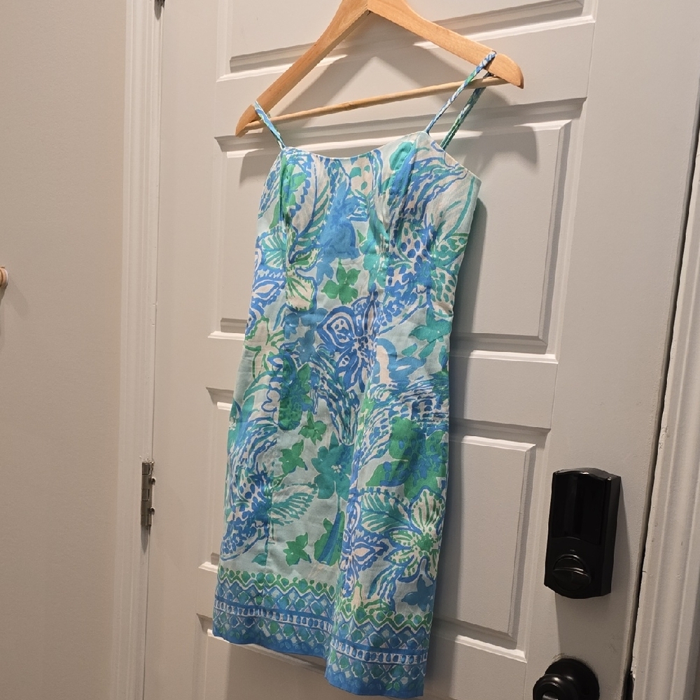 Lilly Pulitzer Blue and Green Floral Mini Dress